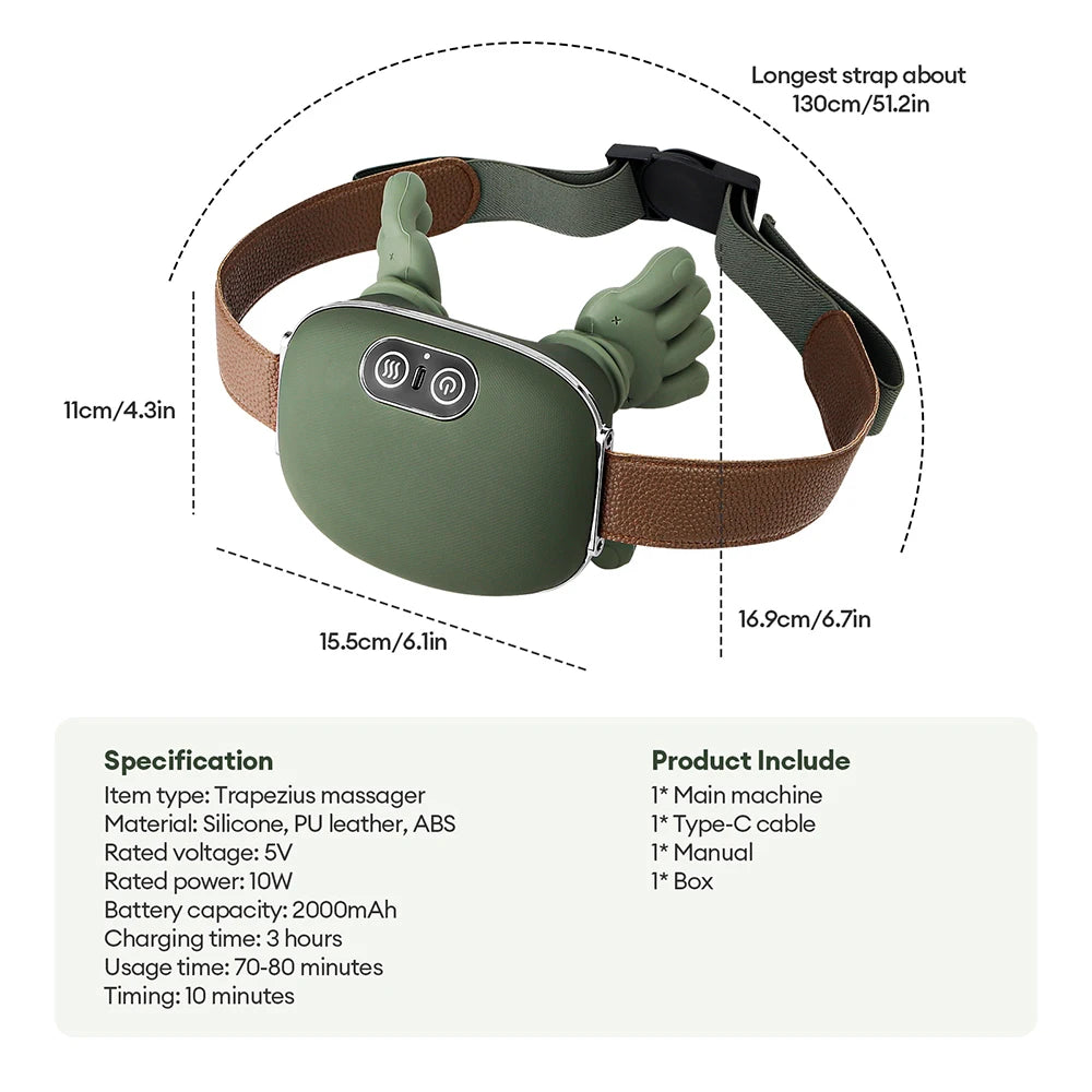 Wireless 4D Neck & Shoulder Massager – Bionic Finger Cervical & Trapezius Kneading Device