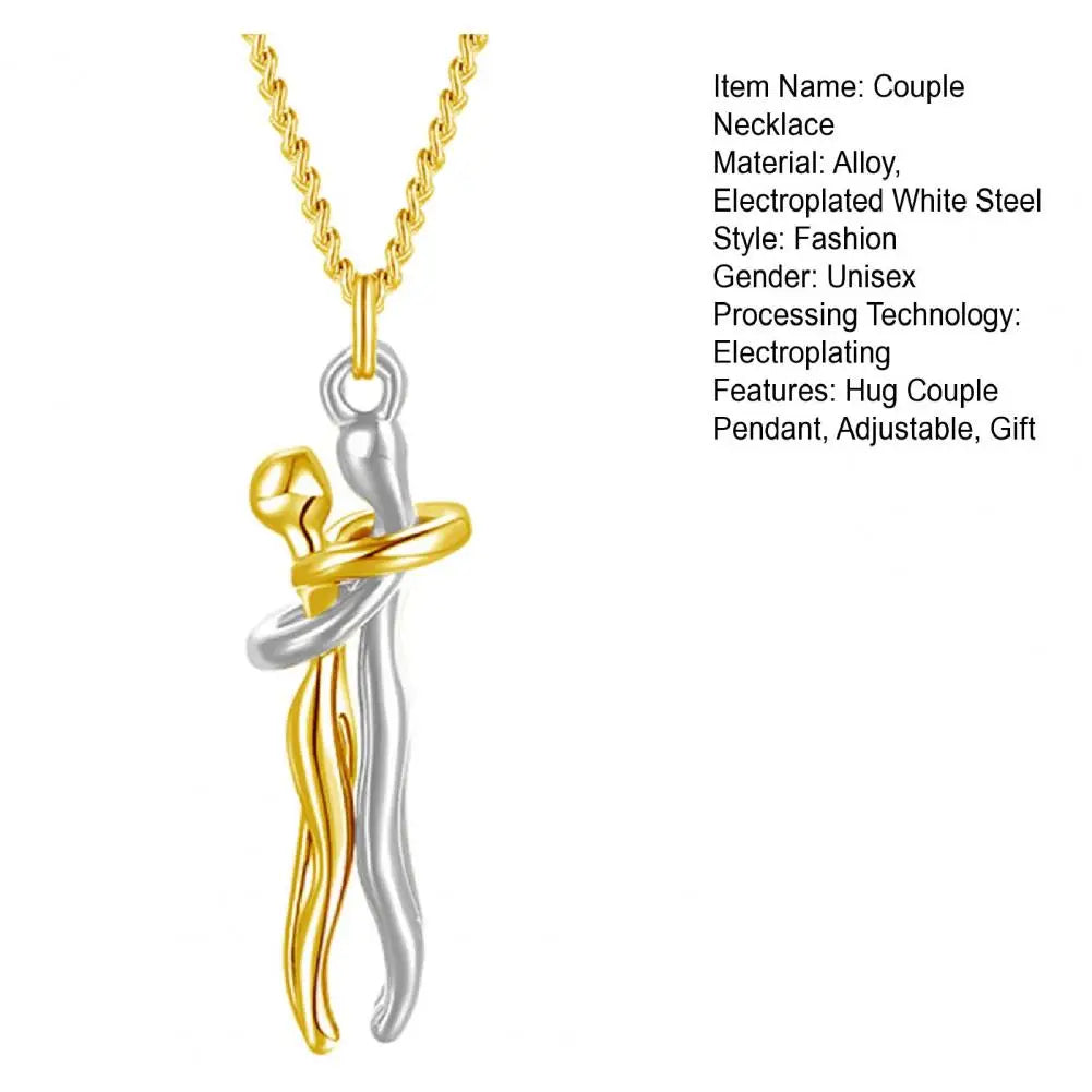 Hip Hop Embrace Couple Pendant Necklace Adjustable Hugging Pendant Necklace Jewelry Valentine Day Gift