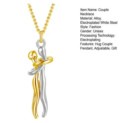 Hip Hop Embrace Couple Pendant Necklace Adjustable Hugging Pendant Necklace Jewelry Valentine Day Gift