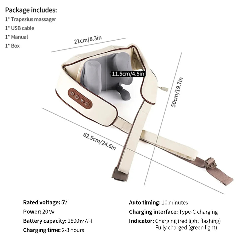 Foreverlily™ 26W Wireless Neck & Shoulder Massager – Deep Kneading Shiatsu with Heat