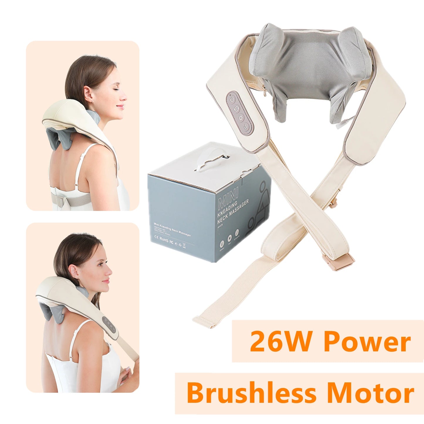 Foreverlily™ 26W Wireless Neck & Shoulder Massager – Deep Kneading Shiatsu with Heat