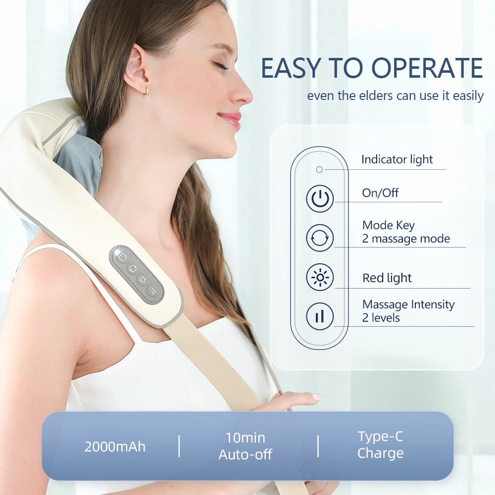 Foreverlily™ 26W Wireless Neck & Shoulder Massager – Deep Kneading Shiatsu with Heat
