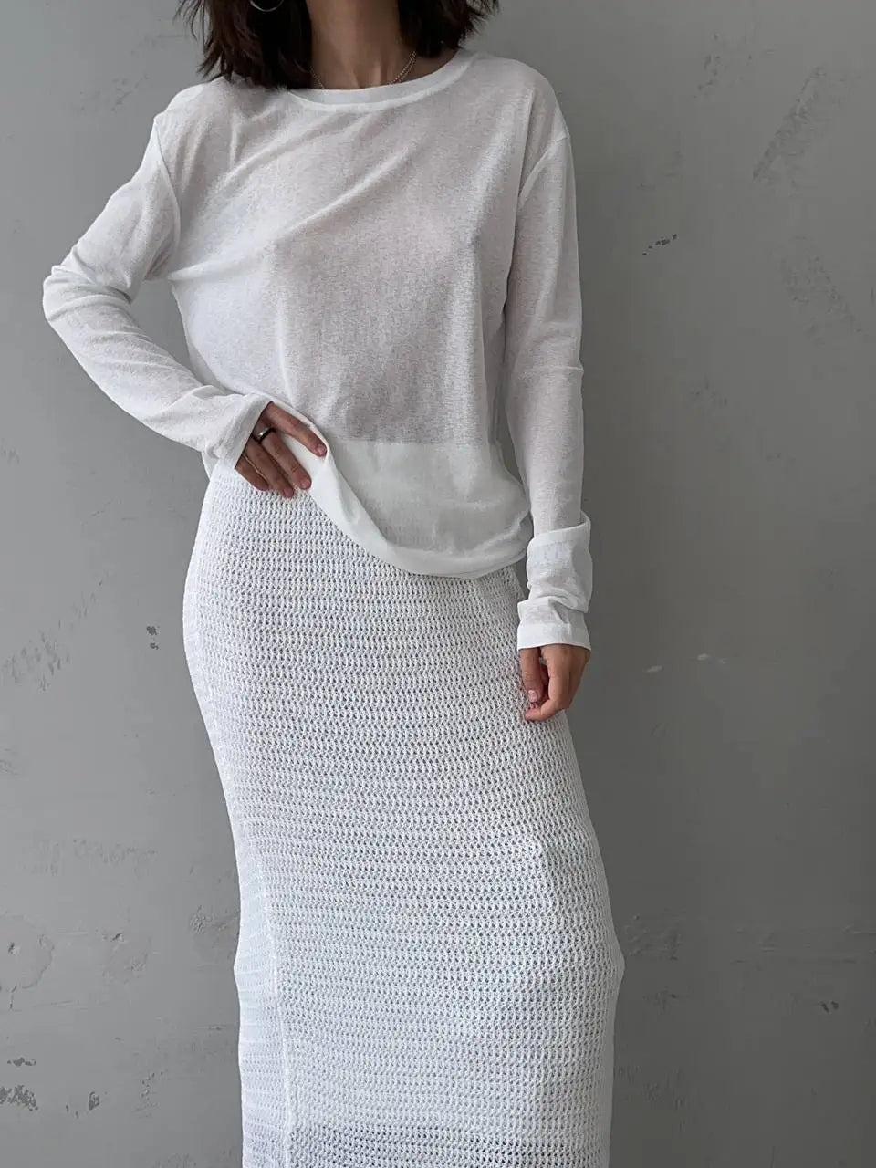 Women’s Soft Knit Long Sleeve T-Shirt – Casual Loose Fit Basic Top for Summer & Autumn