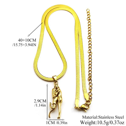 Couples Embracing Hug Pendant Necklace For Women Men Stainless Steel Gold Color Love Kiss Neck Chain Jewelry Valentine's Day