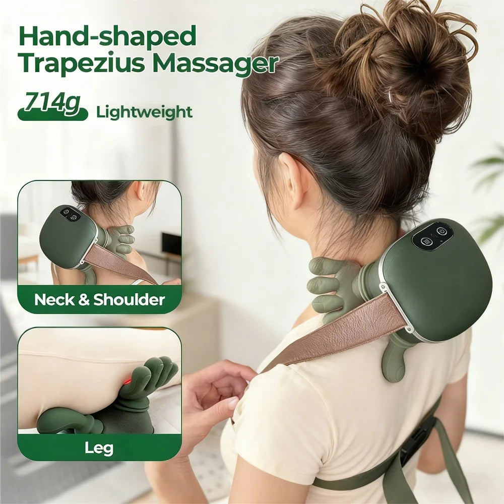 Wireless 4D Neck & Shoulder Massager – Bionic Finger Cervical & Trapezius Kneading Device