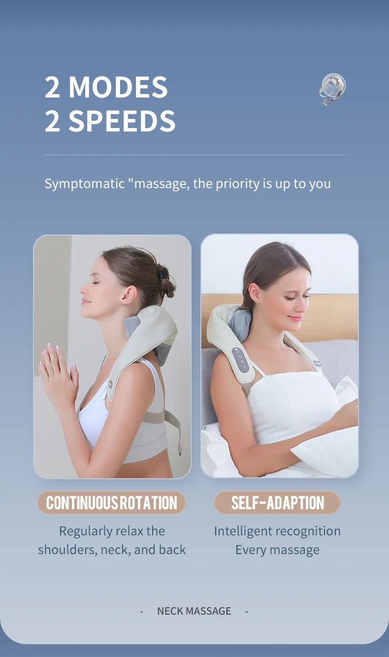 Foreverlily™ 26W Wireless Neck & Shoulder Massager – Deep Kneading Shiatsu with Heat