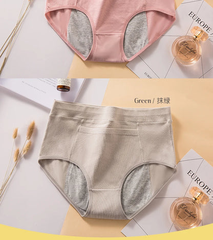 4-Pack Women’s Menstrual Panties – Leak-Proof High-Waist Cotton Period Underwear (Soft & Breathable Briefs)
