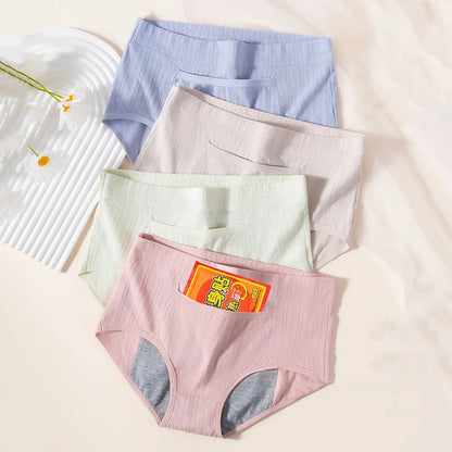 4-Pack Women’s Menstrual Panties – Leak-Proof High-Waist Cotton Period Underwear (Soft & Breathable Briefs)