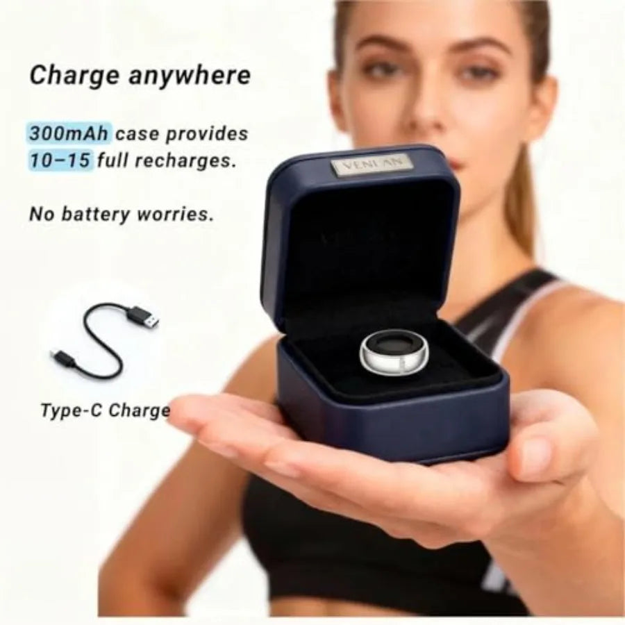 Venlan S925 Sterling Silver Moissanite Smart Ring for Women Men Vital Health Ring with Sleep Fitness Tracking Heart Rate HRV Mo