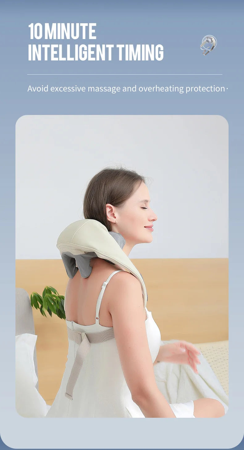 Foreverlily™ 26W Wireless Neck & Shoulder Massager – Deep Kneading Shiatsu with Heat