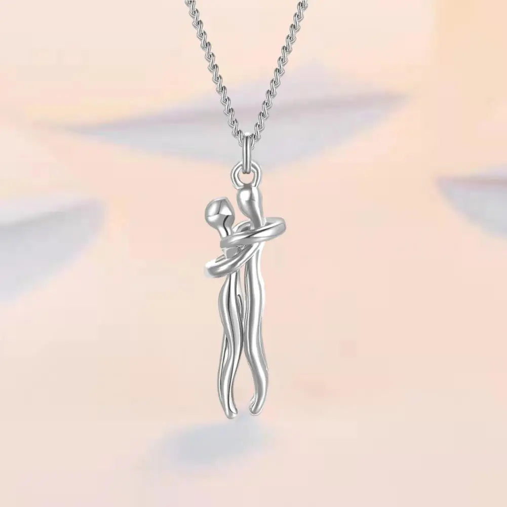 Hip Hop Embrace Couple Pendant Necklace Adjustable Hugging Pendant Necklace Jewelry Valentine Day Gift