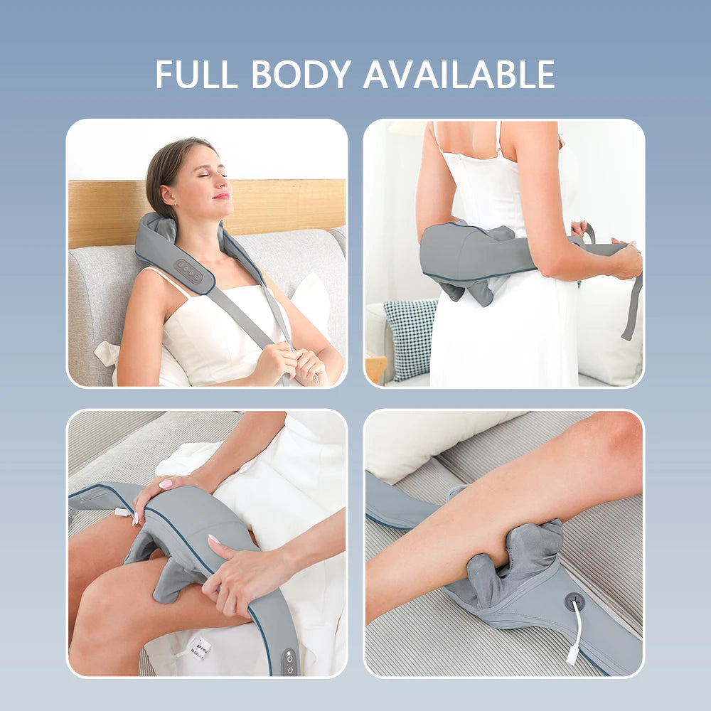 Foreverlily™ 26W Wireless Neck & Shoulder Massager – Deep Kneading Shiatsu with Heat