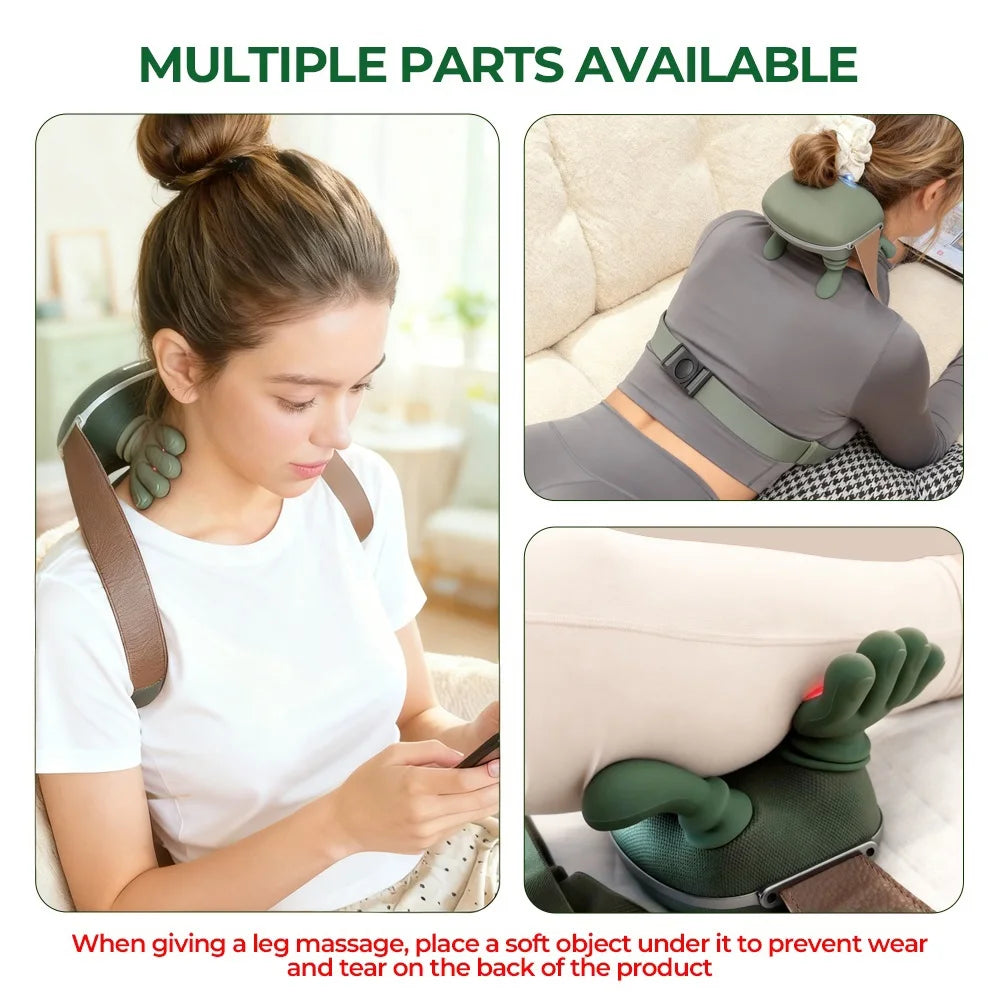 Wireless 4D Neck & Shoulder Massager – Bionic Finger Cervical & Trapezius Kneading Device