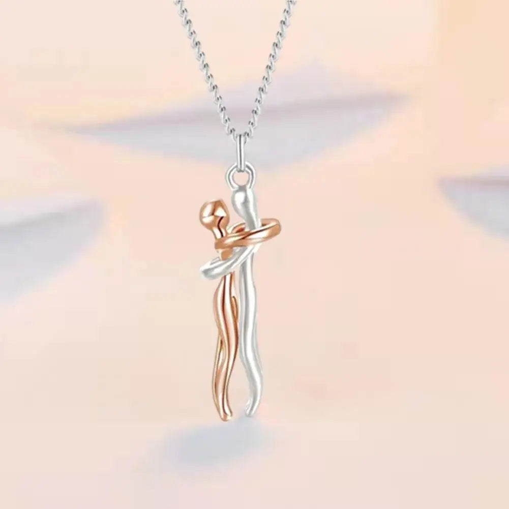 Hip Hop Embrace Couple Pendant Necklace Adjustable Hugging Pendant Necklace Jewelry Valentine Day Gift