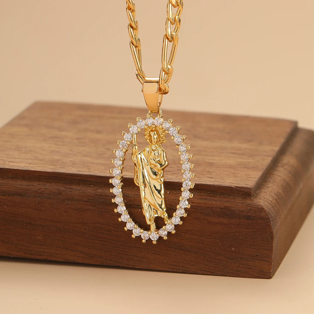 Personalized Colorful Zircon Madonna Necklace – Light Luxury Fashion Jewelry