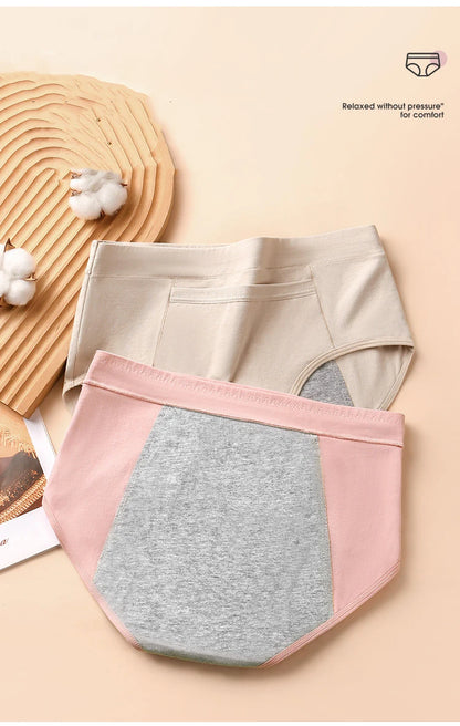 4-Pack Women’s Menstrual Panties – Leak-Proof High-Waist Cotton Period Underwear (Soft & Breathable Briefs)