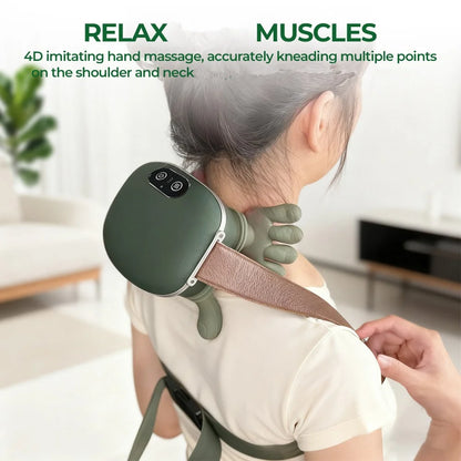 Wireless 4D Neck & Shoulder Massager – Bionic Finger Cervical & Trapezius Kneading Device