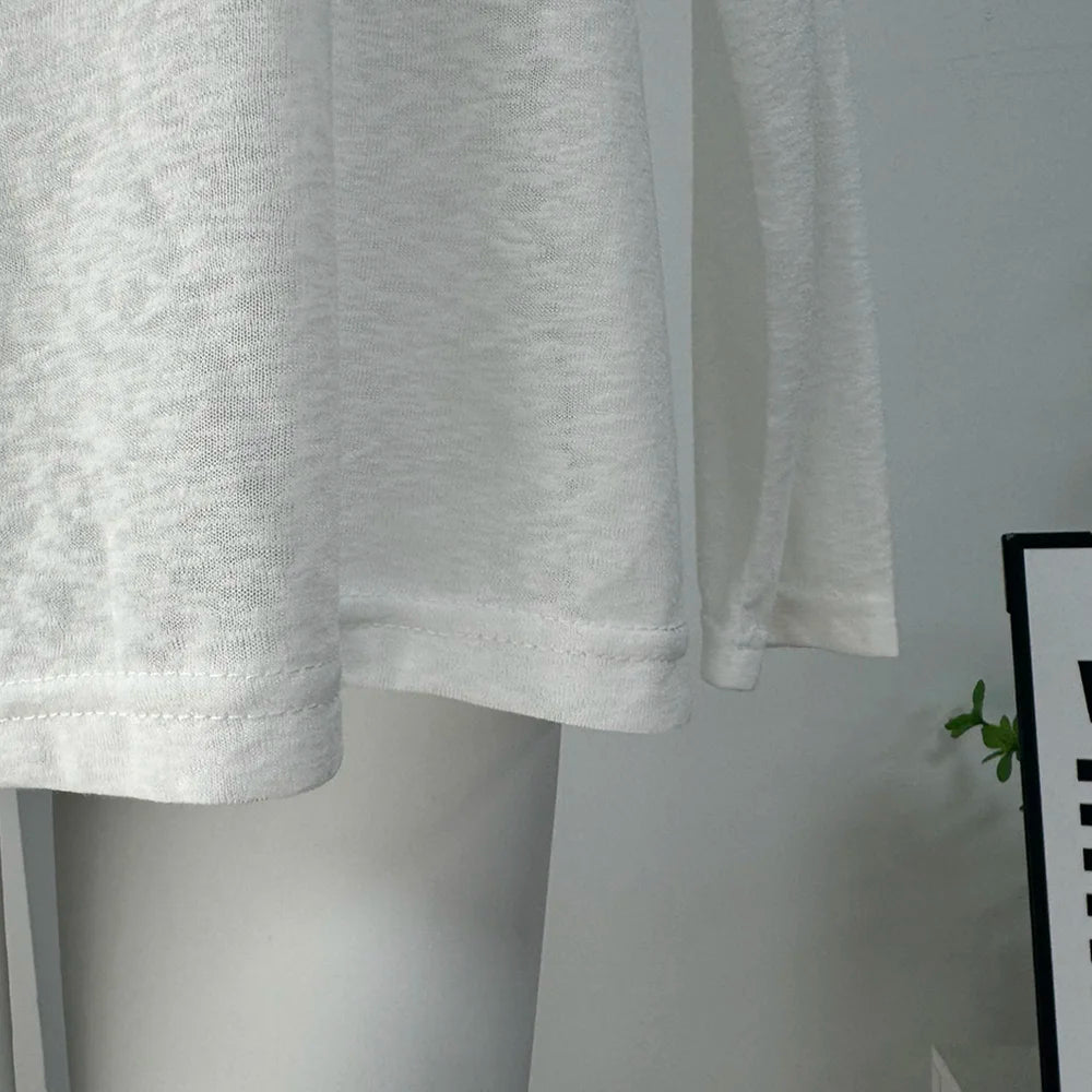 Women’s Soft Knit Long Sleeve T-Shirt – Casual Loose Fit Basic Top for Summer & Autumn