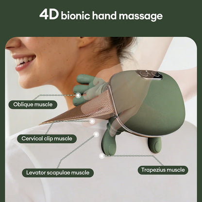 Wireless 4D Neck & Shoulder Massager – Bionic Finger Cervical & Trapezius Kneading Device