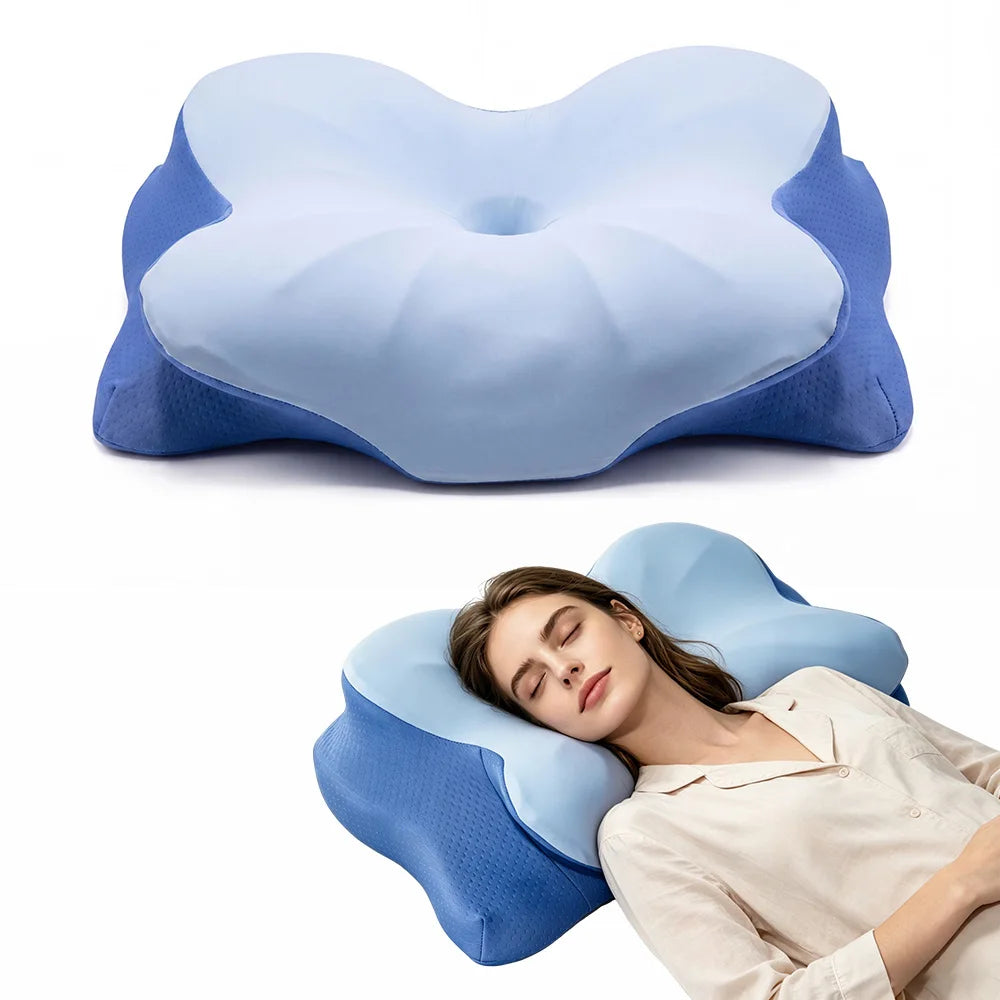 Ergonomic Support Memory Foam Pillow Cervical Neck Pillow for Neck Pain Relief, Suitable for Side and Stomach Sleepers