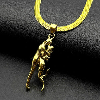 Couples Embracing Hug Pendant Necklace For Women Men Stainless Steel Gold Color Love Kiss Neck Chain Jewelry Valentine's Day