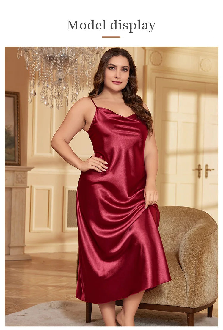 Plus Size Ankle-Length Summer Nightgown – Sleeveless V-Neck