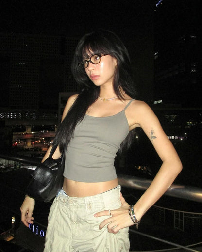 Women’s Seamless Yoga Tank Top – Slim Fit Elastic Fitness Camisole with Built-in Sports Bra