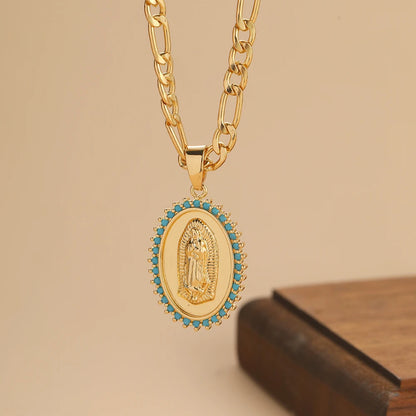Personalized Colorful Zircon Madonna Necklace – Light Luxury Fashion Jewelry