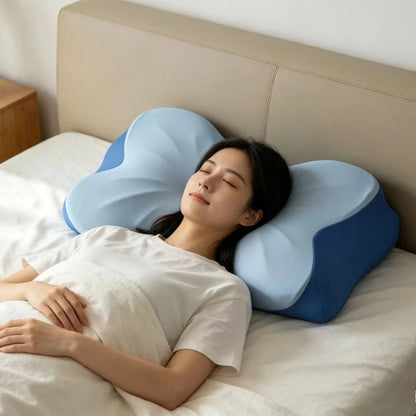 Ergonomic Support Memory Foam Pillow Cervical Neck Pillow for Neck Pain Relief, Suitable for Side and Stomach Sleepers