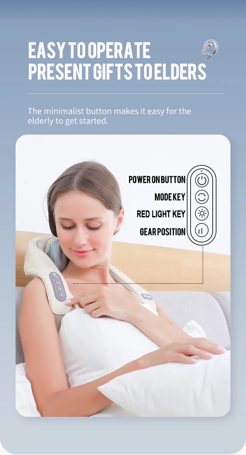 Foreverlily™ 26W Wireless Neck & Shoulder Massager – Deep Kneading Shiatsu with Heat
