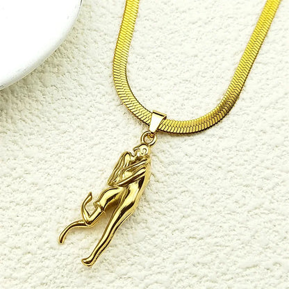 Couples Embracing Hug Pendant Necklace For Women Men Stainless Steel Gold Color Love Kiss Neck Chain Jewelry Valentine's Day