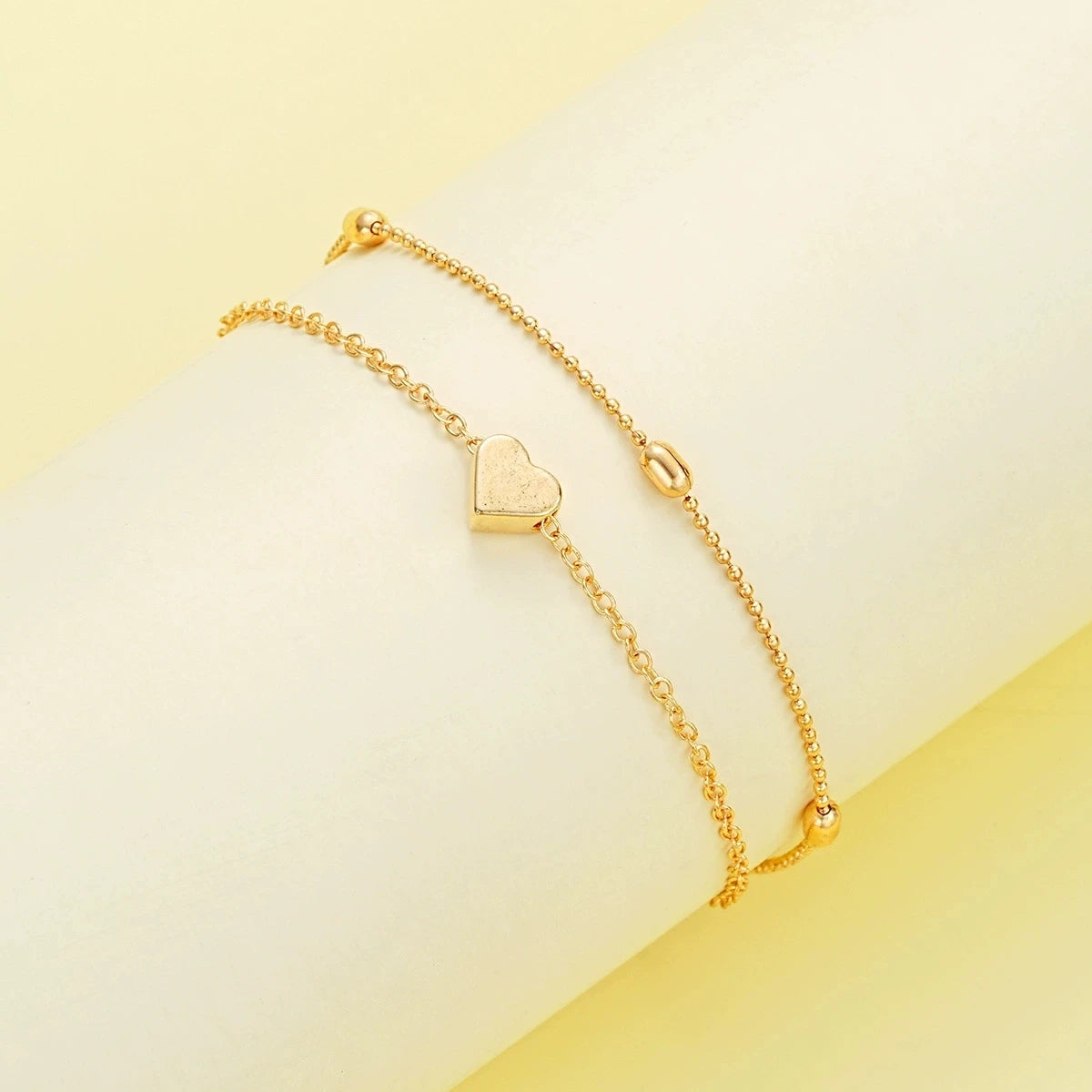 Women’s Imitation Pearl Heart Jewelry Set – Gold or Silver Beaded Necklace & Bracelet