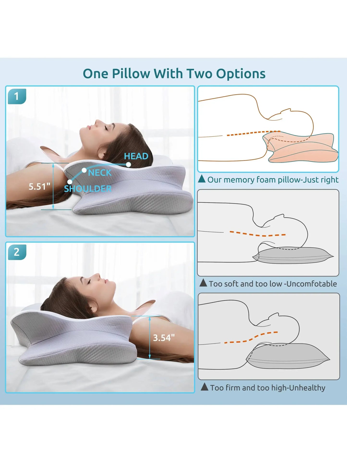 Memory Foam Pillows Smooth cool Ergonomic Neck Support Pillow For Pain Relief High Elastic Soft Washable Home Pillows Bedding