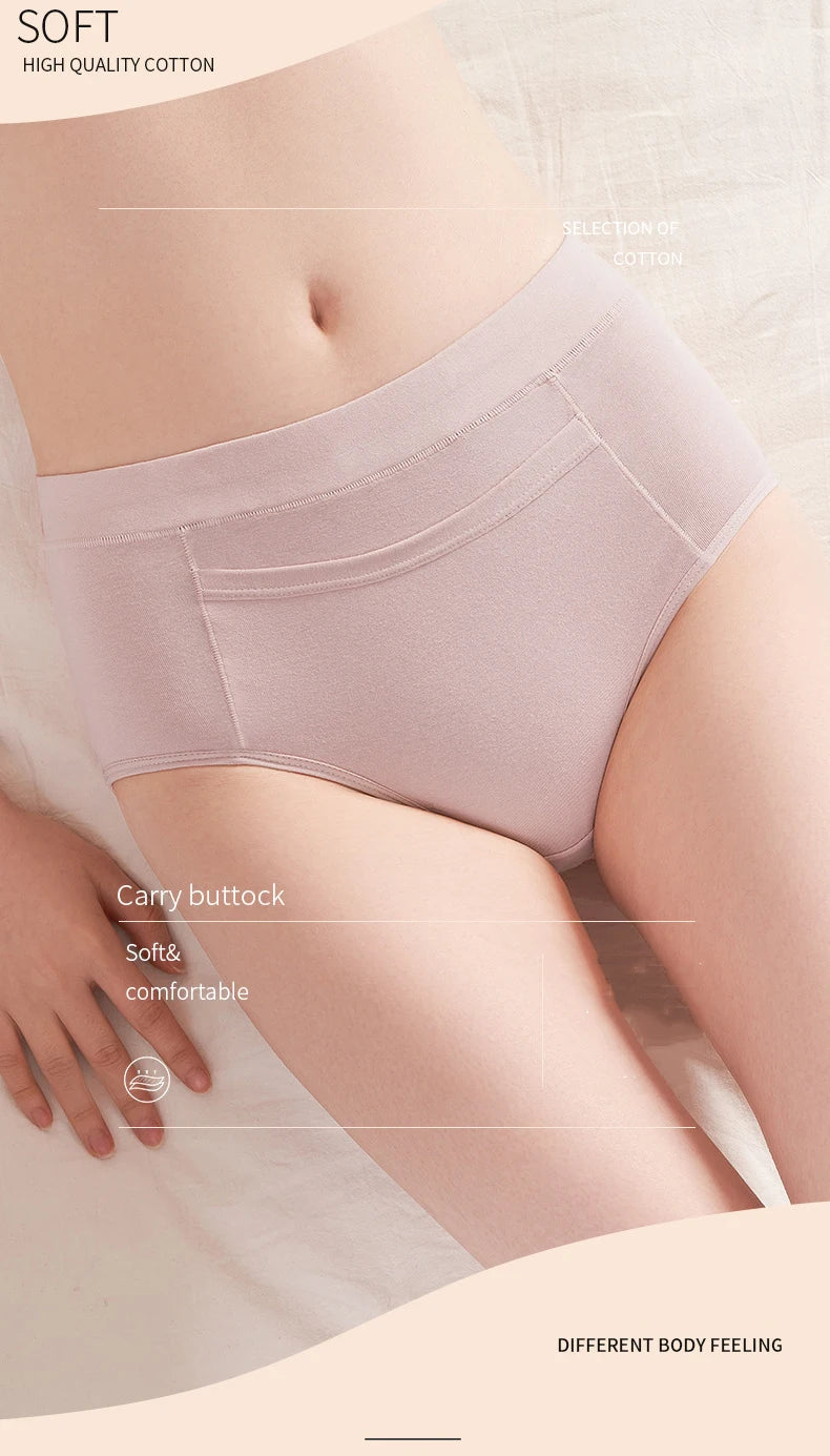 4-Pack Women’s Menstrual Panties – Leak-Proof High-Waist Cotton Period Underwear (Soft & Breathable Briefs)