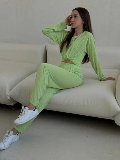 Women’s Soft Knit Long Sleeve T-Shirt – Casual Loose Fit Basic Top for Summer & Autumn