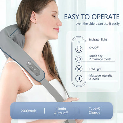Foreverlily™ 26W Wireless Neck & Shoulder Massager – Deep Kneading Shiatsu with Heat