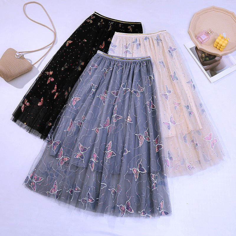 Sequin butterfly pleated skirt myETYN