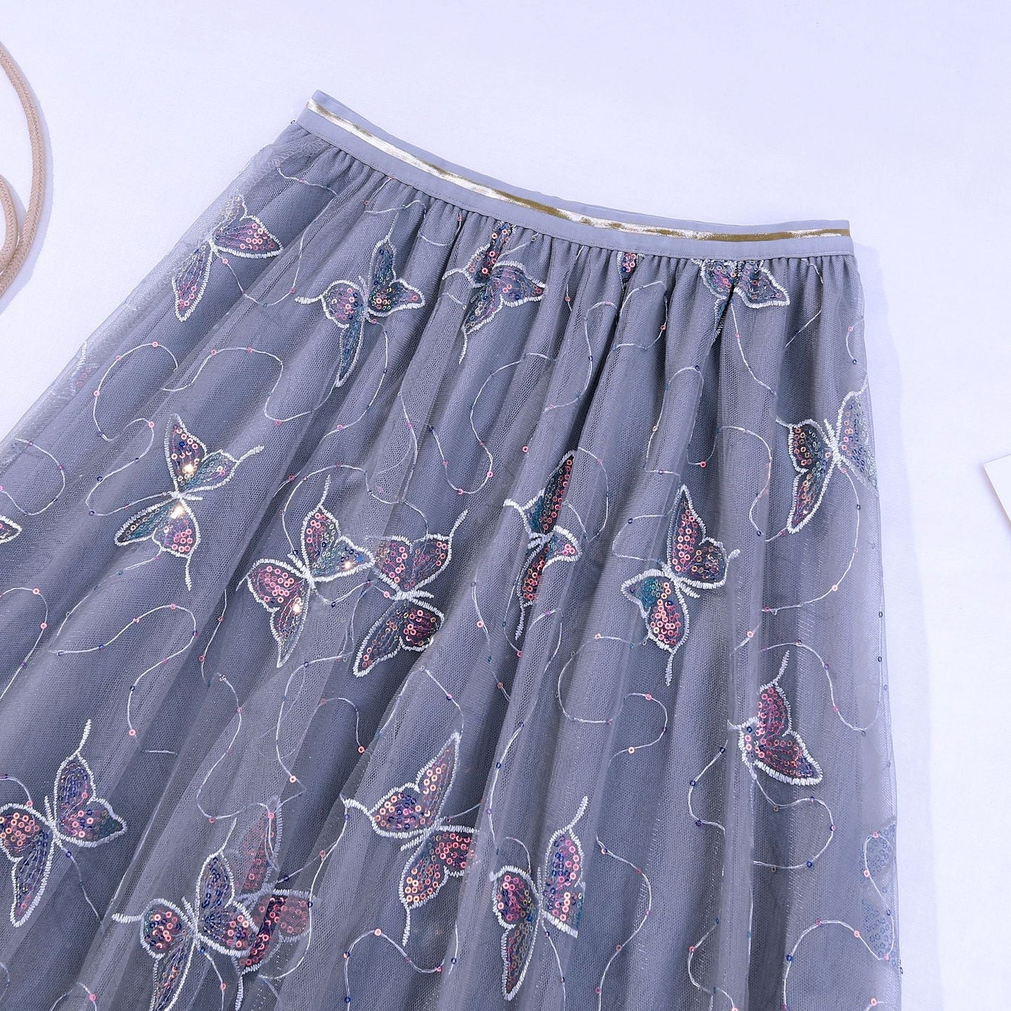 Sequin butterfly pleated skirt myETYN