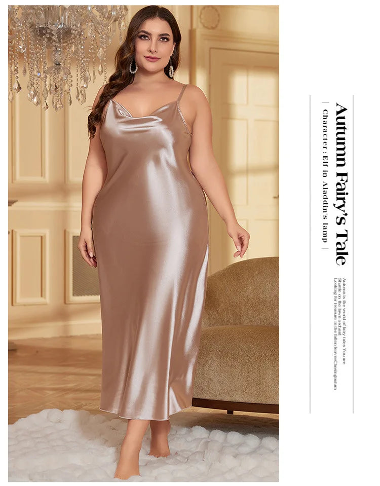 Plus Size Ankle-Length Summer Nightgown – Sleeveless V-Neck