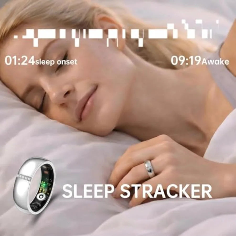 Venlan S925 Sterling Silver Moissanite Smart Ring for Women Men Vital Health Ring with Sleep Fitness Tracking Heart Rate HRV Mo