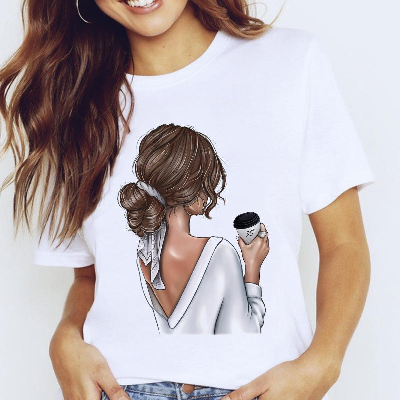 Short-Sleeve Fashion Print T-Shirt for Travel-Loving Girls myETYN