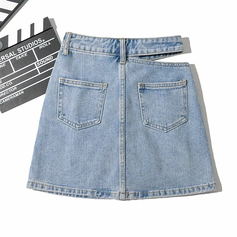 Side Cut Denim Skirt Women's New Sexy Bag Hip Skirt myETYN