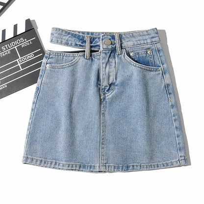 Side Cut Denim Skirt Women's New Sexy Bag Hip Skirt myETYN