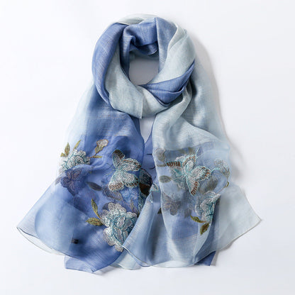 Silk scarf with wild embroidery in spring myETYN