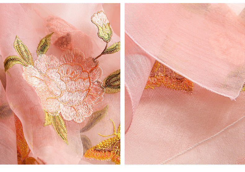 Silk scarf with wild embroidery in spring myETYN