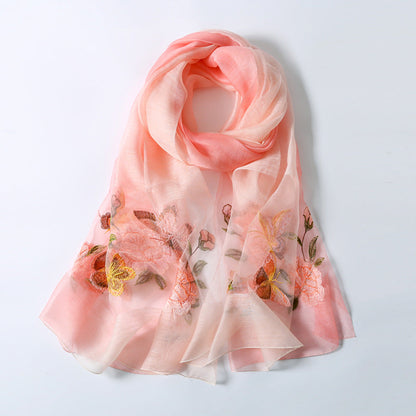 Silk scarf with wild embroidery in spring myETYN