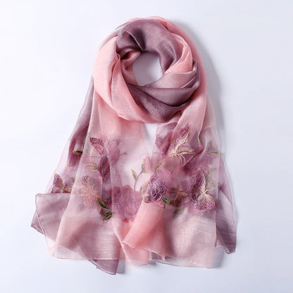 Silk scarf with wild embroidery in spring myETYN