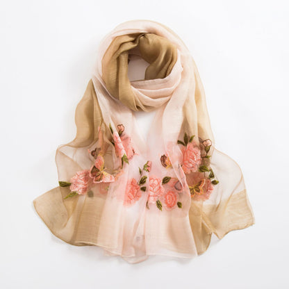 Silk scarf with wild embroidery in spring myETYN