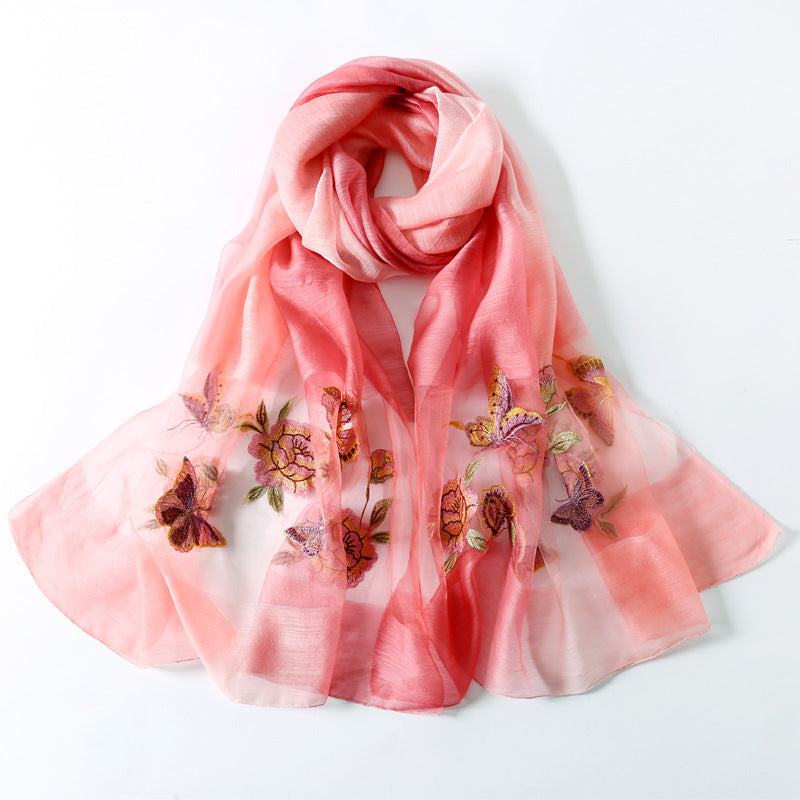 Silk scarf with wild embroidery in spring myETYN