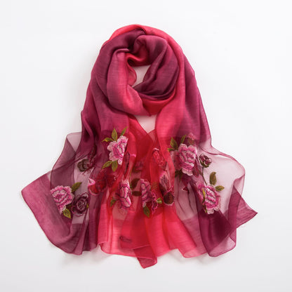 Silk scarf with wild embroidery in spring myETYN